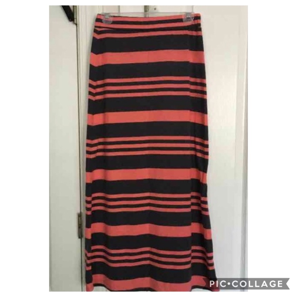 Coral and Gray Maxi Skirt